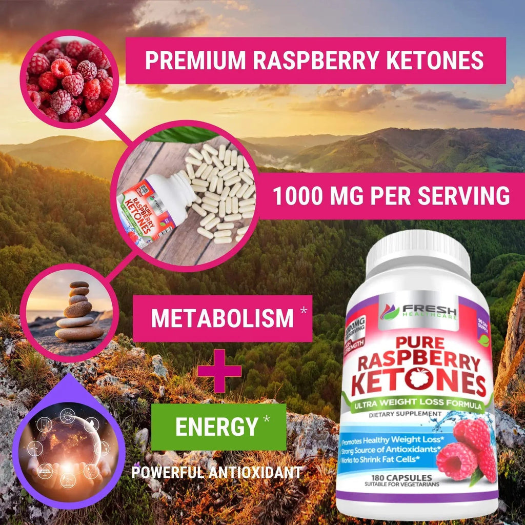 FRESH HEALTHCARE Pure 100% Raspberry Ketones Max 1000mg Per Serving - 3 Month FRESH HEALTHCARE Au supplements