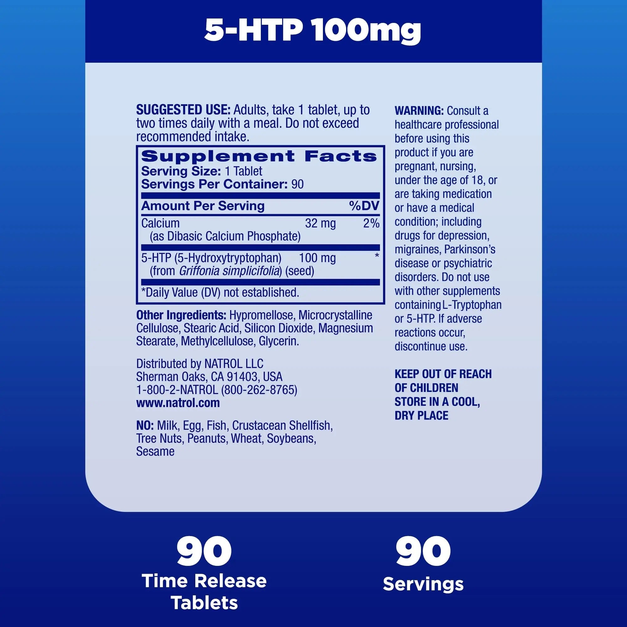 Natrol 5-HTP 100mg, Dietary Supplement Helps Support a Balanced Mood, Mood and Stress Support Supplement, 90 Time Release Tablets, 45-90 Day Supply Natrol Au supplements