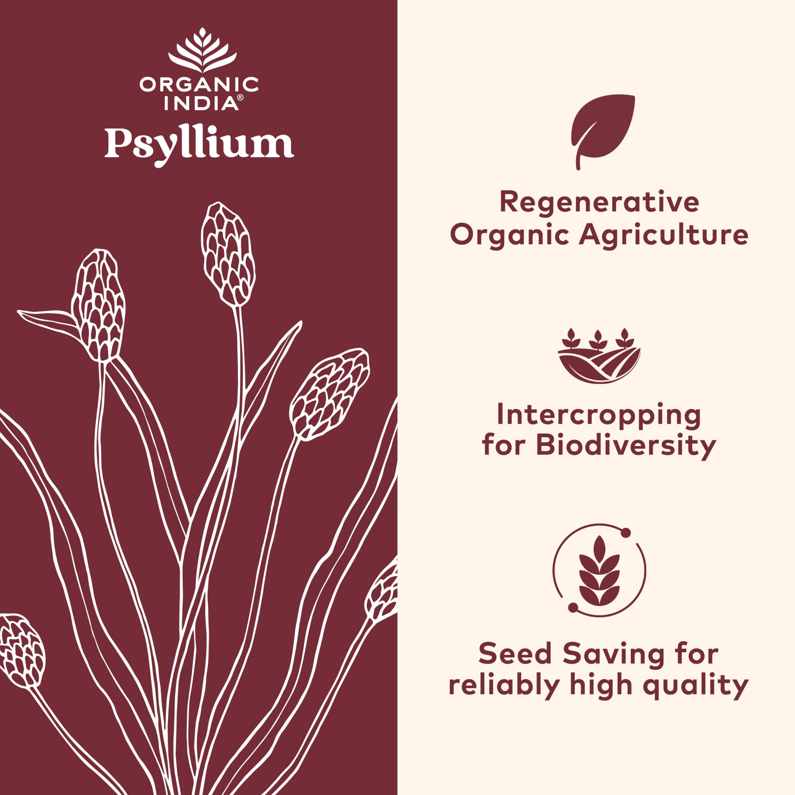 ORGANIC INDIA Psyllium Husk Capsules - Fiber Supplement, Healthy Elimination - Vegan, Keto Friendly, Gluten-Free, USDA Certified Organic, Non-GMO