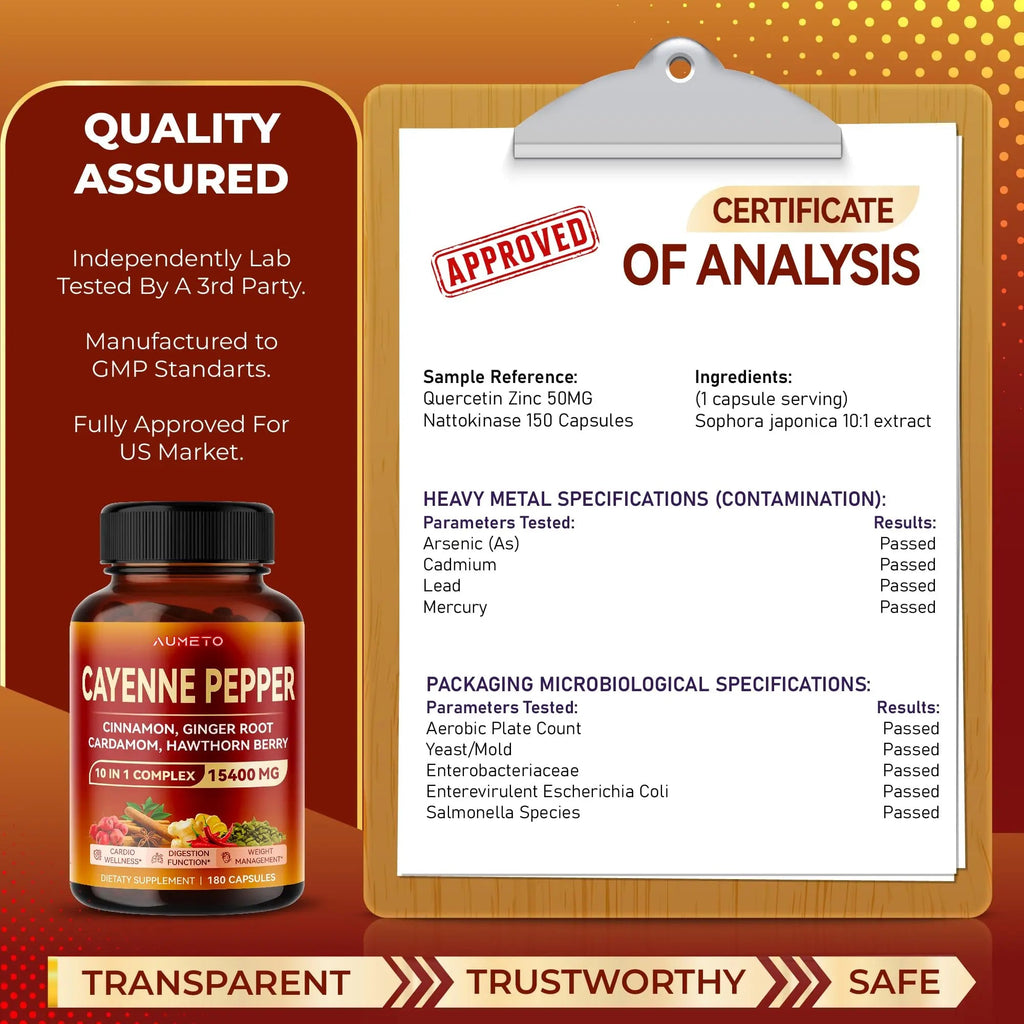 AUMETO Cayenne Pepper 15,400mg Ultra Complex with Cinnamon, Ginger Root, Cardamom AUMETO Au supplements