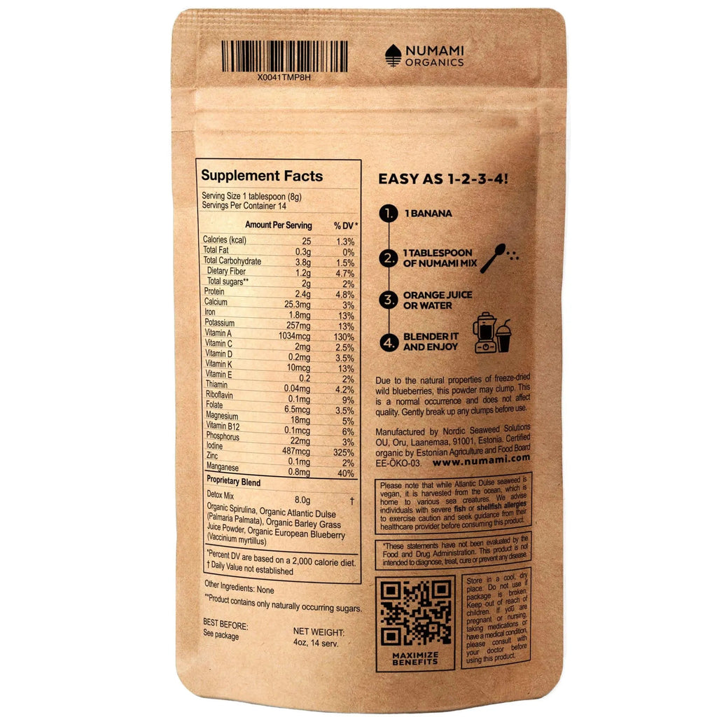 Numami Organic Detox Blueberry Smoothie Powder with Healthy Spirulina, Atlantic Dulse Numami Au supplements