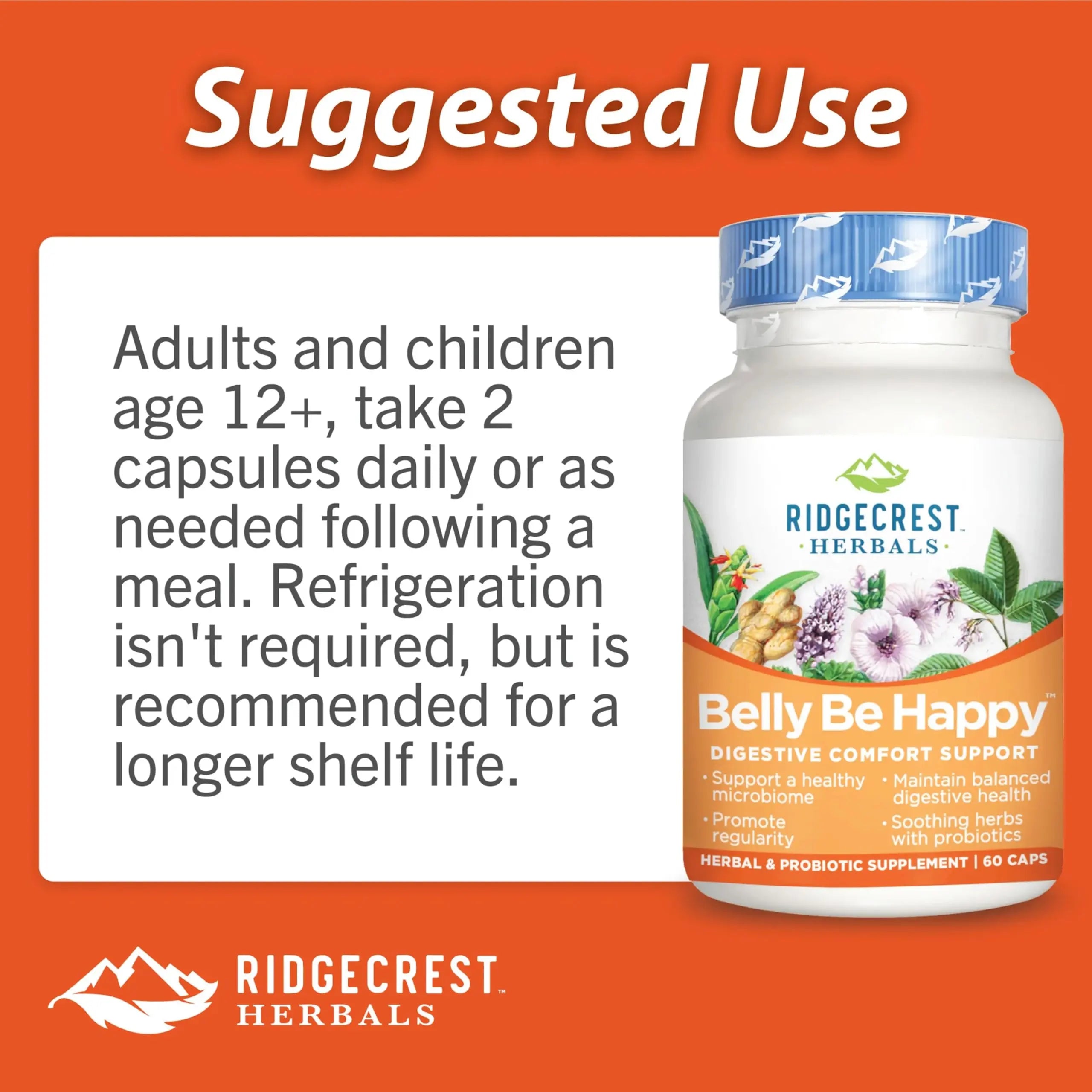 RidgeCrest Herbals Belly Be Happy - 60 Capsules - Digestive Comfort Support - Non-GMO RidgeCrest Herbals Au supplements