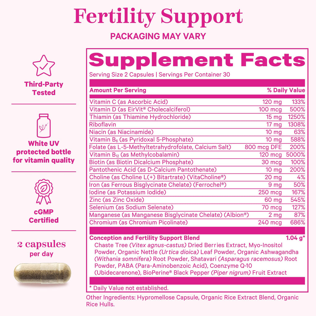 Pink Stork Fertility Bundle for Women – Conception Tea + Prenatal Vitamin Support with Inositol, Vitex, Folate & Ashwagandha – Supports Hormone Balance, Cycle Health & Preconception Wellness Pink Stork Au supplements