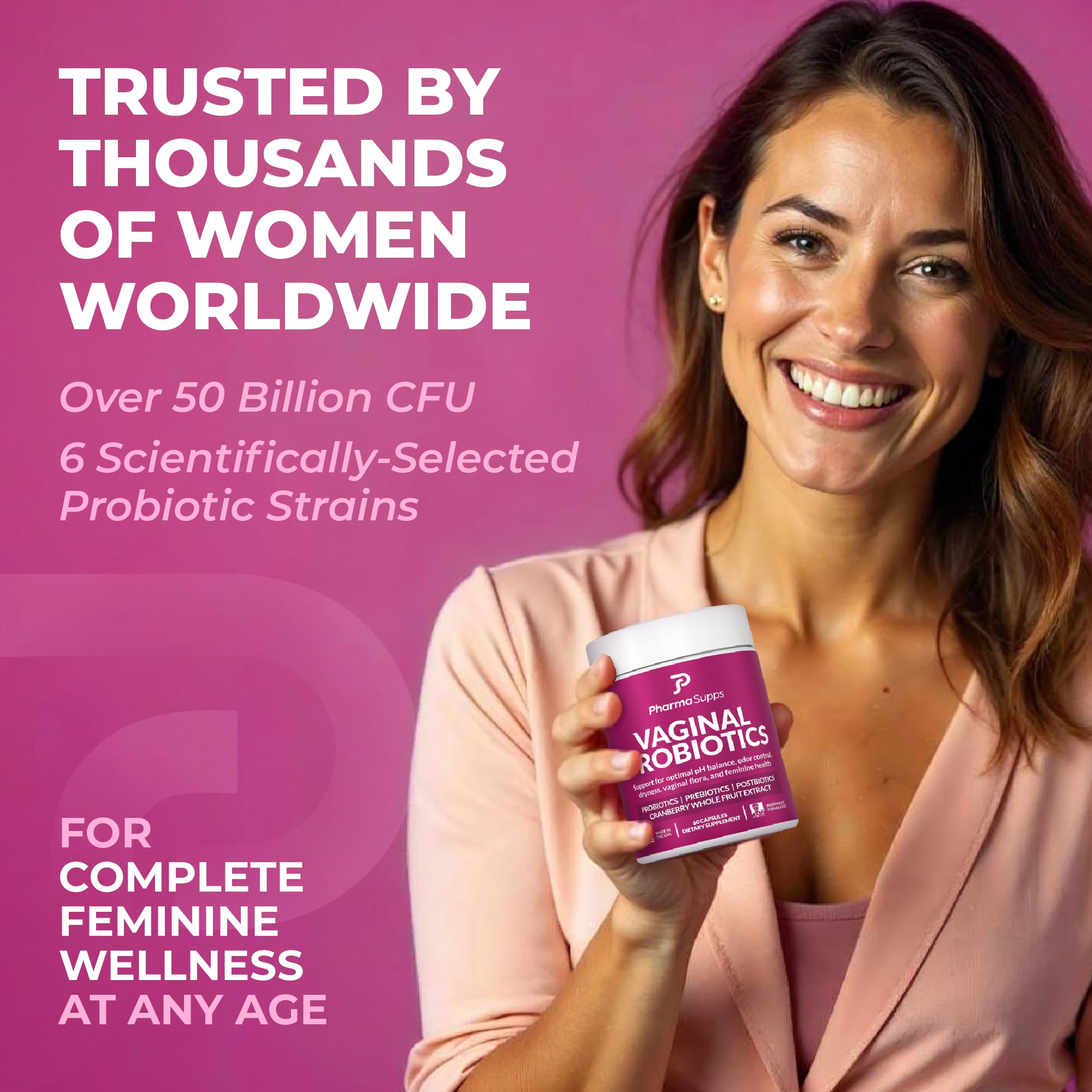 Women’s Probiotic for Vaginal Health | 50 Billion CFU with Probiotics, Prebiotic, Postbiotics & Cranberry for pH Balance, UTI Support, Yeast, Gut Health, Odor, Dryness & Feminine Comfort PharmaSupps Au supplements
