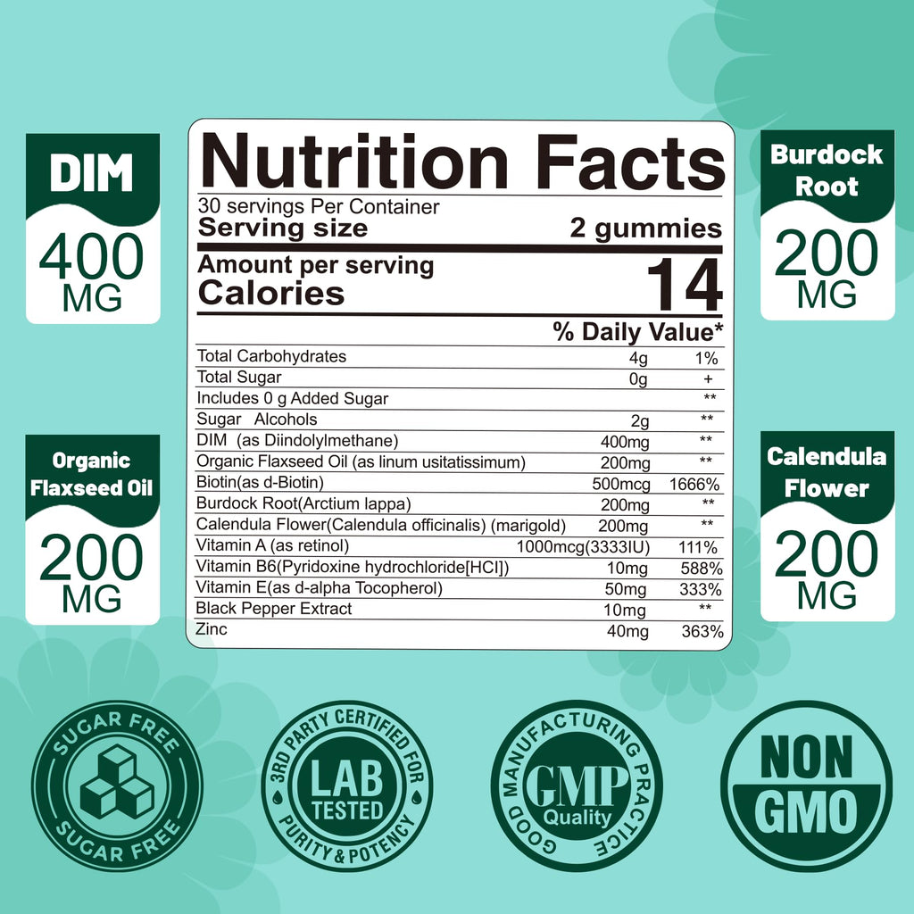 DIM Supplement Women 400mg, Estrogen Supplement for Women, Sugar Free DIM Gummies for Men & Women w/ Biotin, Flaxseed Oil, Burdock, Calendula, BioPerine for Hormone Balance, Menopause & Prostate 60Cts EnvyDeal Au supplements