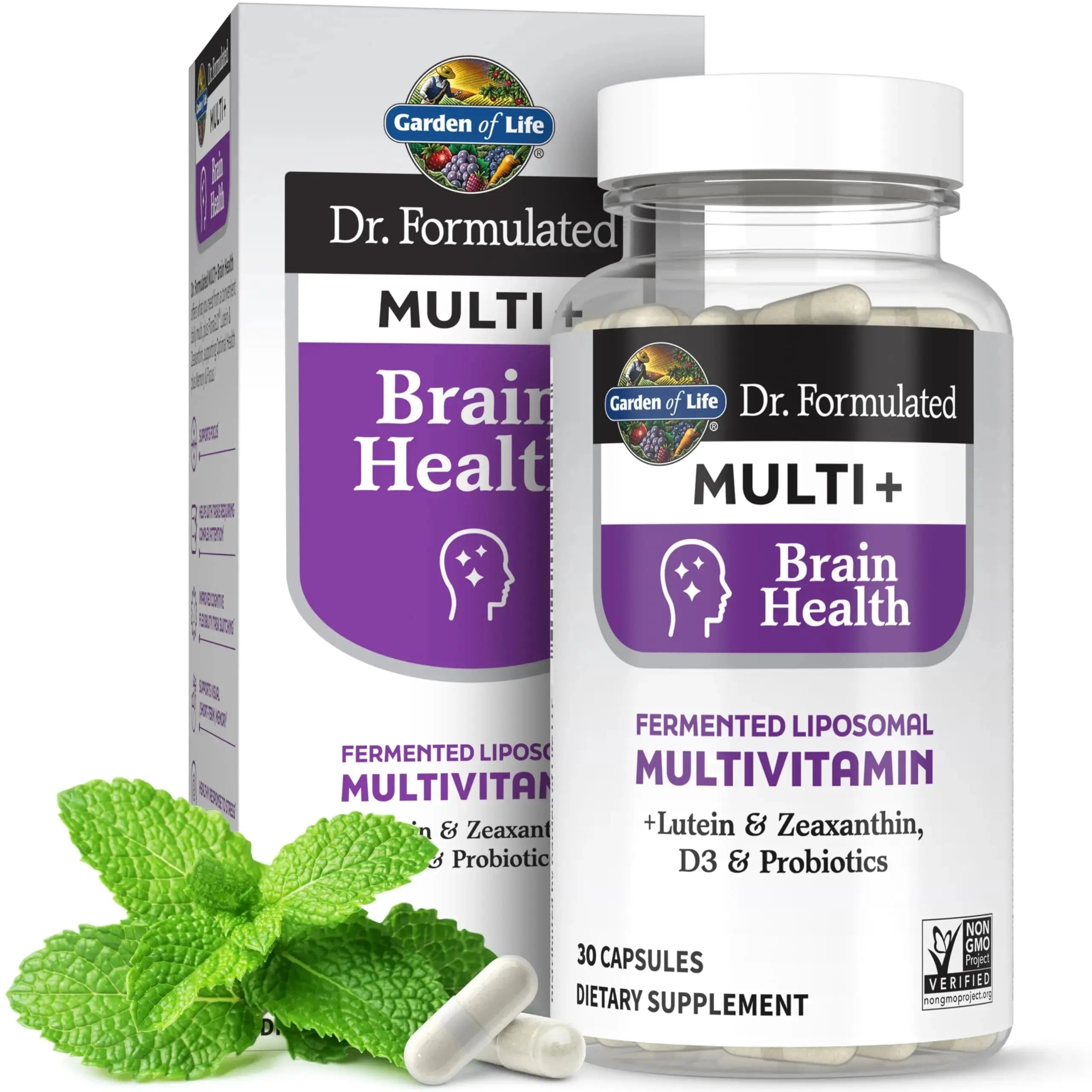 Garden of Life Dr Formulated Multi+ Brain Health, Fermented Liposomal Multivitamin + Lutein & Zeaxanthin, Vitamin D3 & Probiotics Garden of Life Au supplements