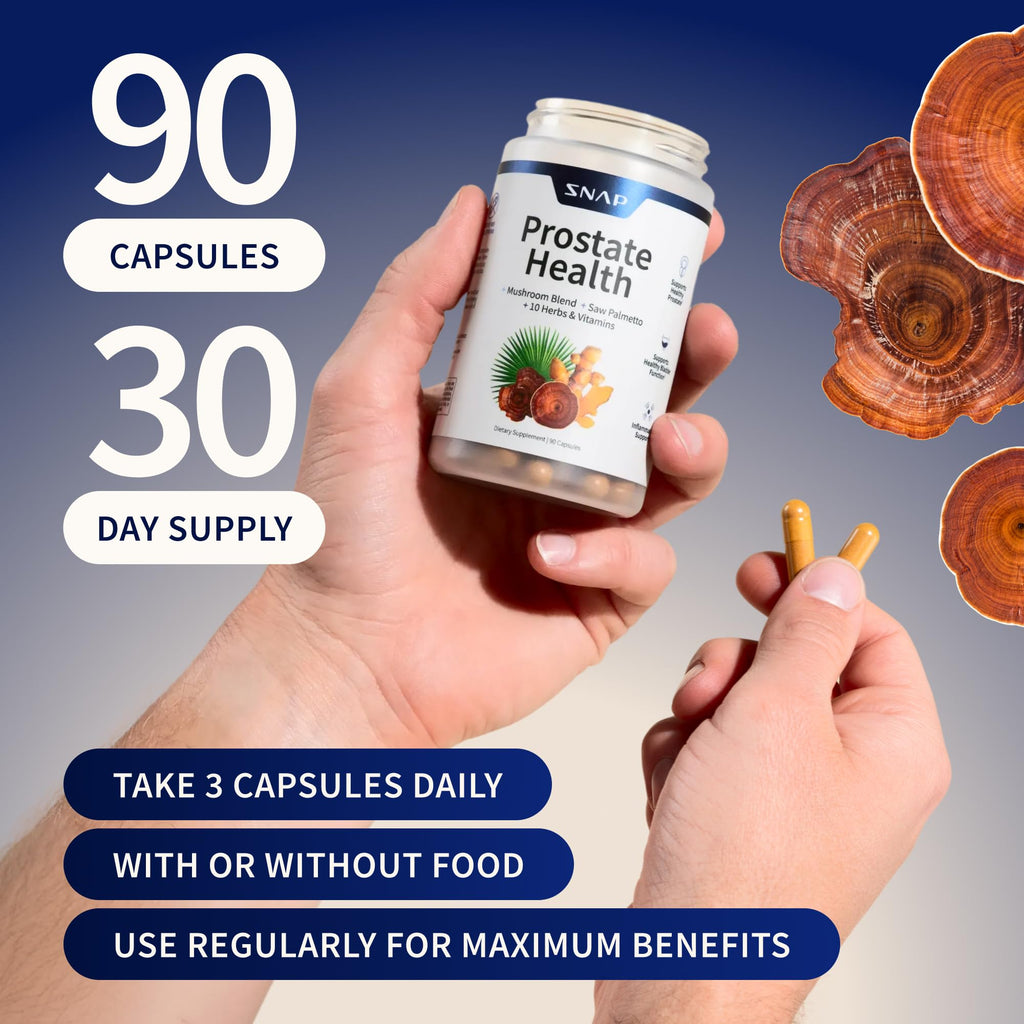 Snap Supplements Prostate Health Supplement with Saw Palmetto for Men, DHT Blocker - Helps Support Male Urinary Tract and Prostate for Mens Health