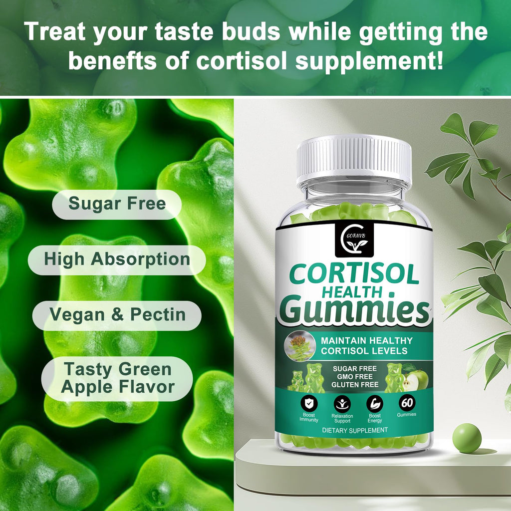 GORNVB Cortisol Gummies, Cortisol Supplement for Women with Magnesium, Ashwagandha, Rhodiola, Phosphatidylserine, L-Theanine, Black Pepper, Vitamin C & B6 - Relaxation, Focus, Sleep Support - 2 Pack GORNVB Au supplements