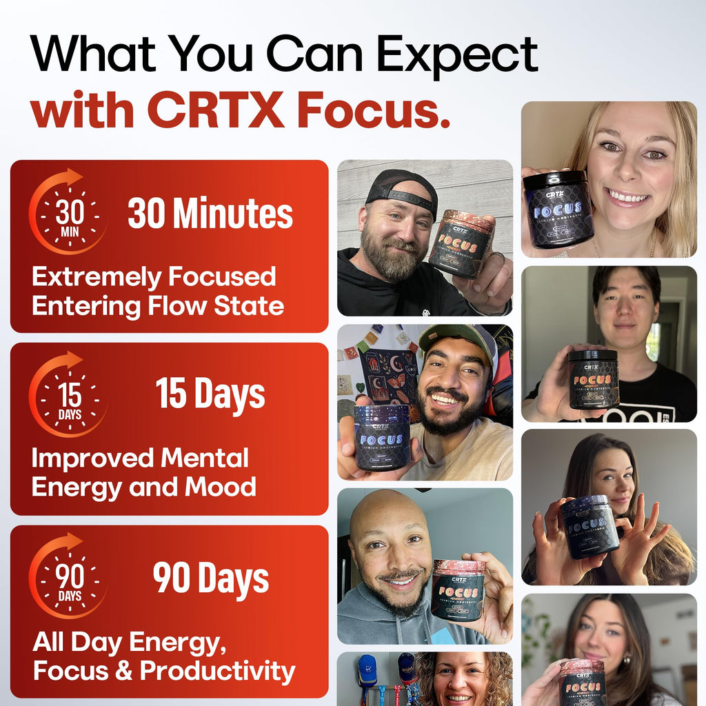 Nootropic Strongest Focus Supplement - Clinically Backed Ingredients Made in USA - Scientifically Backed Doses - Supplement for Brain Fog - AlphaGPC, Lions Mane, Rhodiola and More 10:1 90 Capsules CRTX Nutrition Au supplements