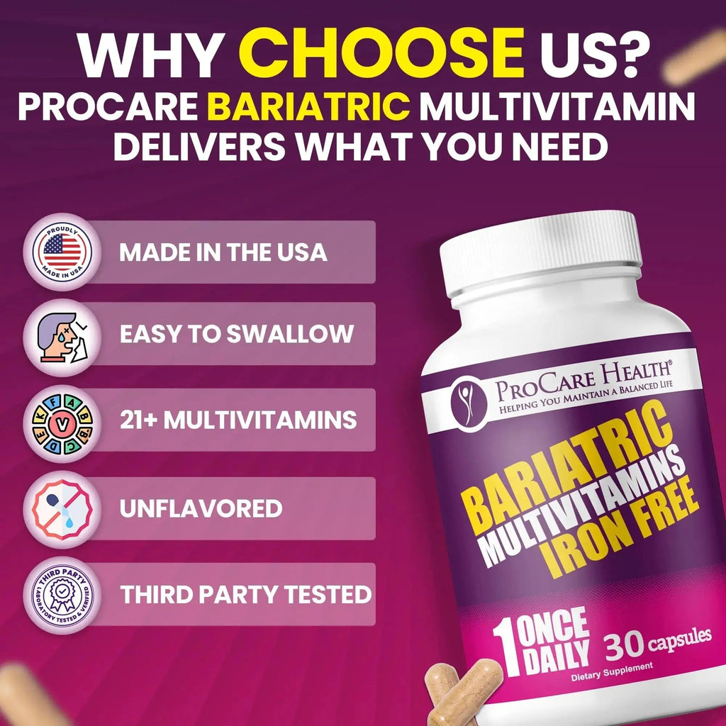 Procare Health Bariatric Multivitamin with Iron Free (30 Fast Dissolving Veggie Capsule) - Bariatric Vitamins for Gastric Sleeve & Gastric Bypass ProCare Health Au supplements