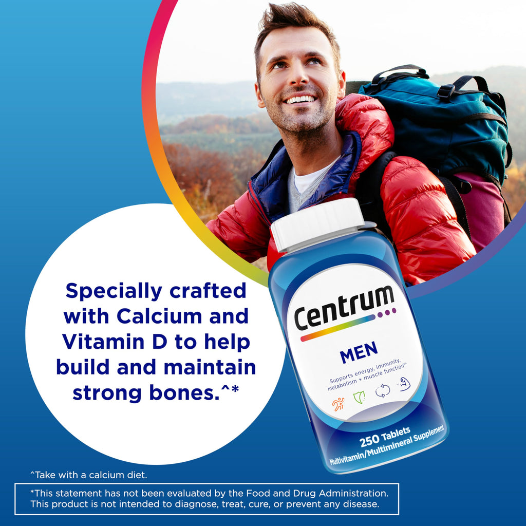 Centrum Multivitamin for Men, Multivitamin/Multimineral Supplement with Vitamin D3, B Vitamins and Antioxidants, Gluten Free