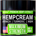 Hemp Cream - Maximum Strength - Natural Hemp Oil Extract Gel Rub with MSM - Glucosamine - Arnica - Turmeric - Maximum Strength - Formulated in USA - 3.9 oz Arvesa Au supplements
