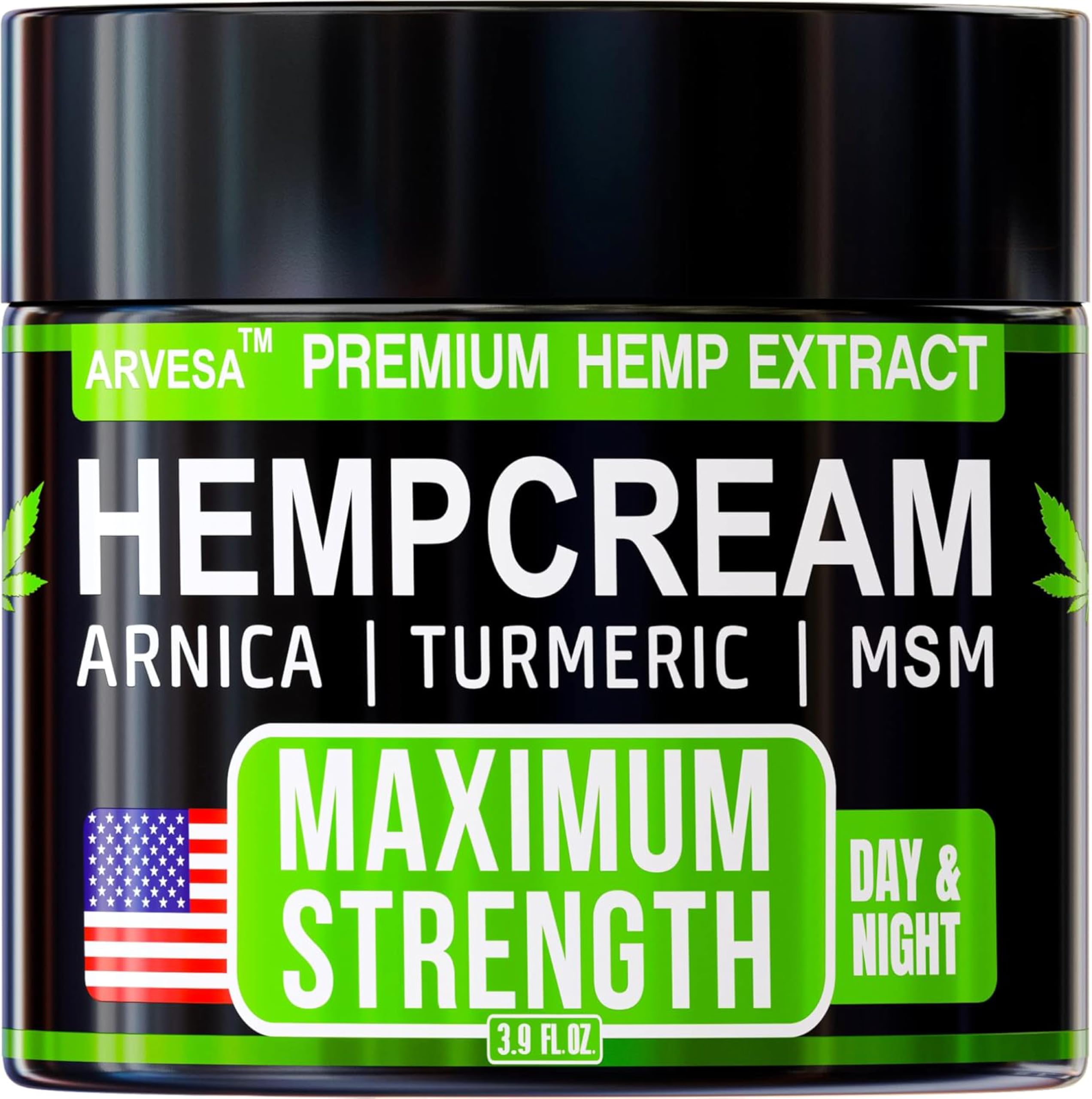 Hemp Cream - Maximum Strength - Natural Hemp Oil Extract Gel Rub with MSM - Glucosamine - Arnica - Turmeric - Maximum Strength - Formulated in USA - 3.9 oz Arvesa Au supplements