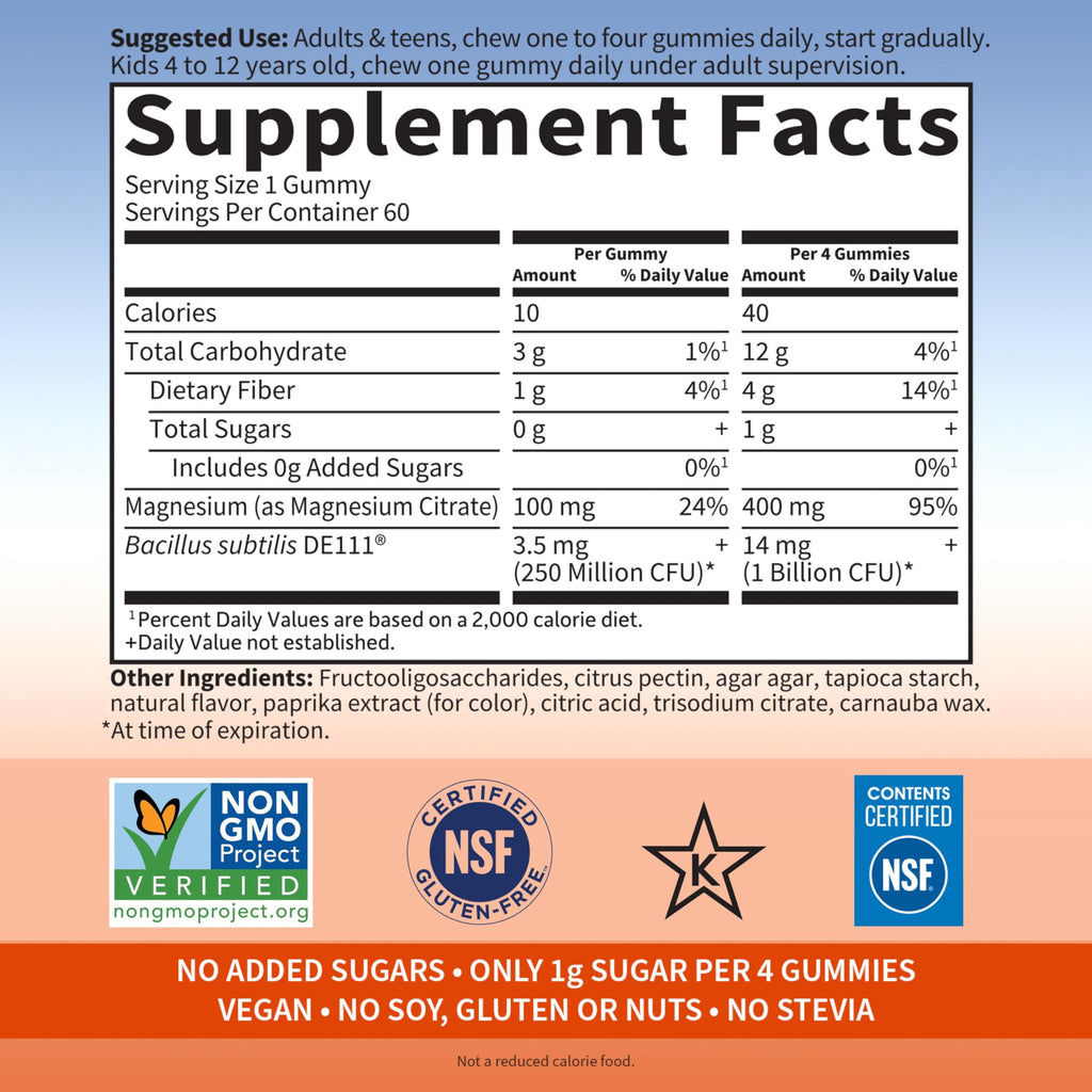 Garden of Life Magnesium Citrate Supplement Gummies with Prebiotics & Probiotics for Stress, Sleep & Recovery - Vegan, Gluten Free, Kosher, Non-GMO