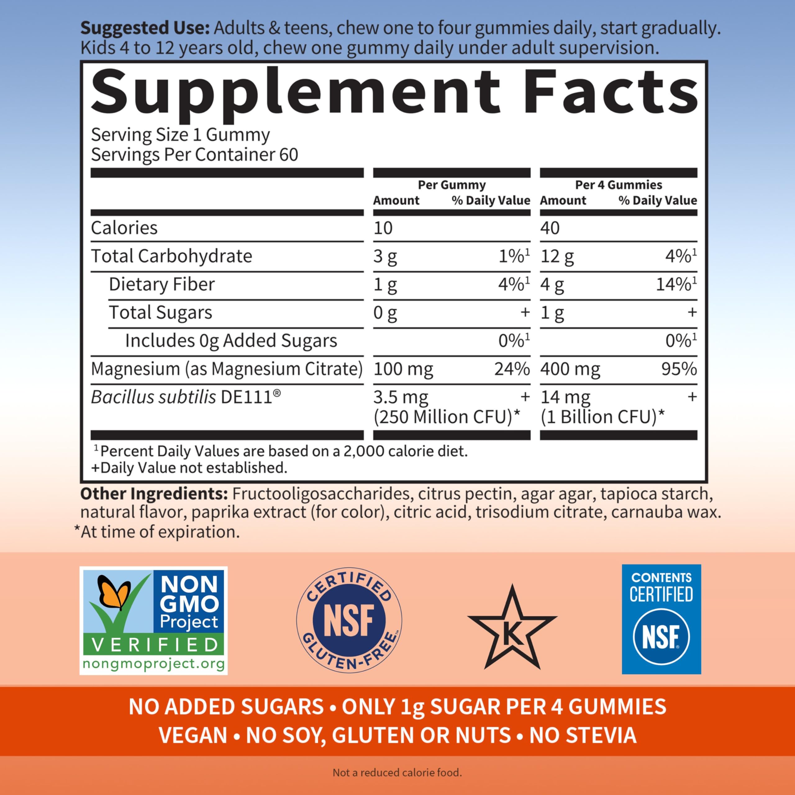 Garden of Life Magnesium Citrate Supplement Gummies with Prebiotics & Probiotics for Stress, Sleep & Recovery - Vegan, Gluten Free, Kosher, Non-GMO