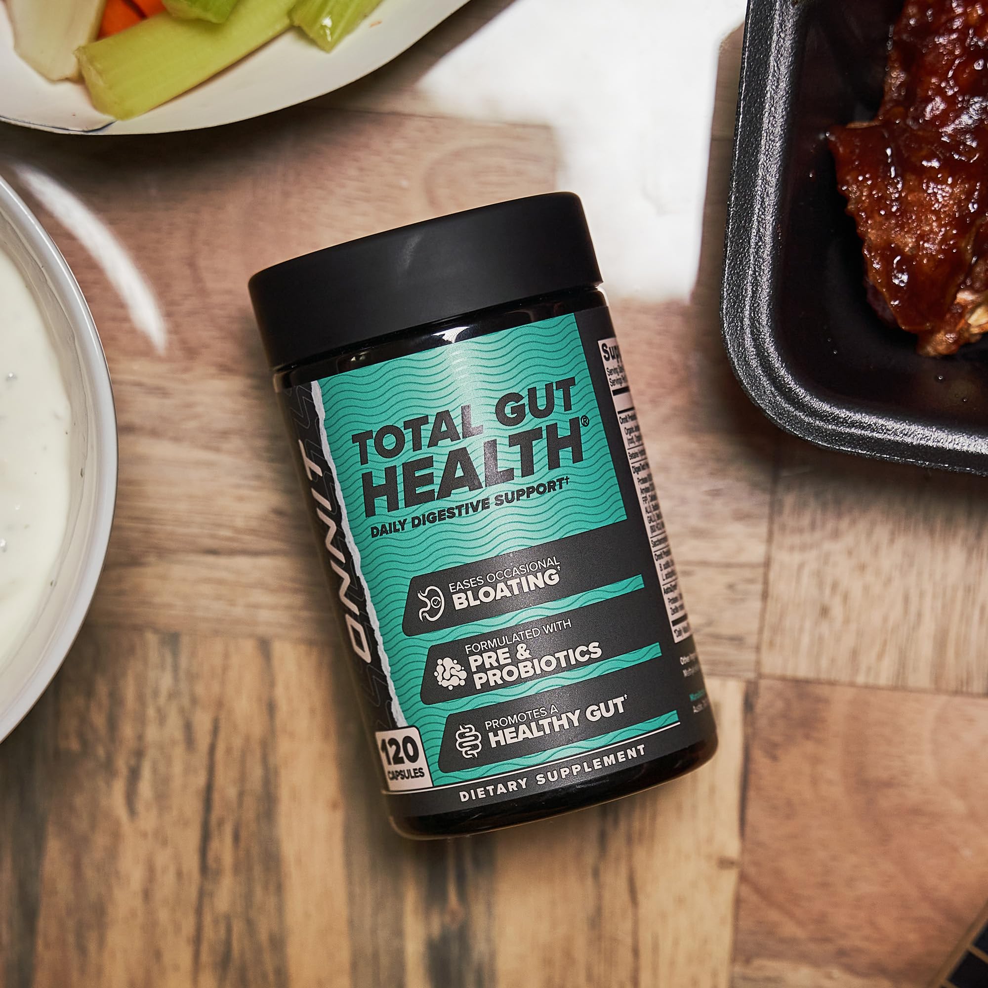 ONNIT Total Gut Health Daily Digestive Support, IGEN™ Non-GMO Tested Digestion Supplement for Women and Men with 7 Strains of Probiotics,