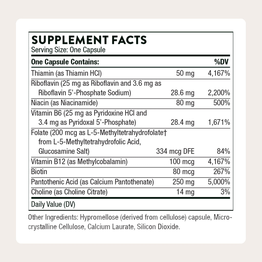 THORNE - Stress B-Complex - Vitamins B2, B6, B12 & Folate in Highly-Absorbable and Active Forms - Extra Vitamin B5 for Adrenal Support