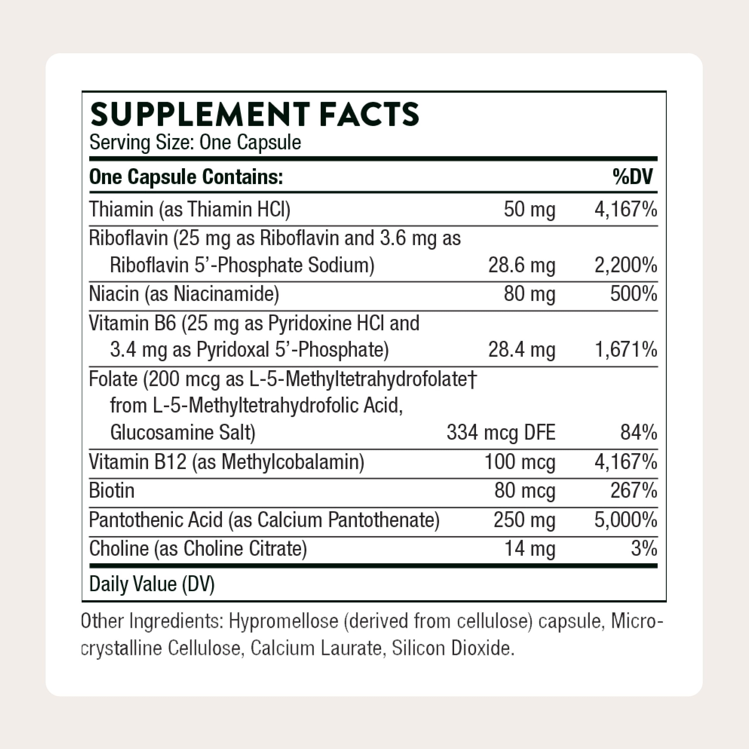 THORNE - Stress B-Complex - Vitamins B2, B6, B12 & Folate in Highly-Absorbable and Active Forms - Extra Vitamin B5 for Adrenal Support