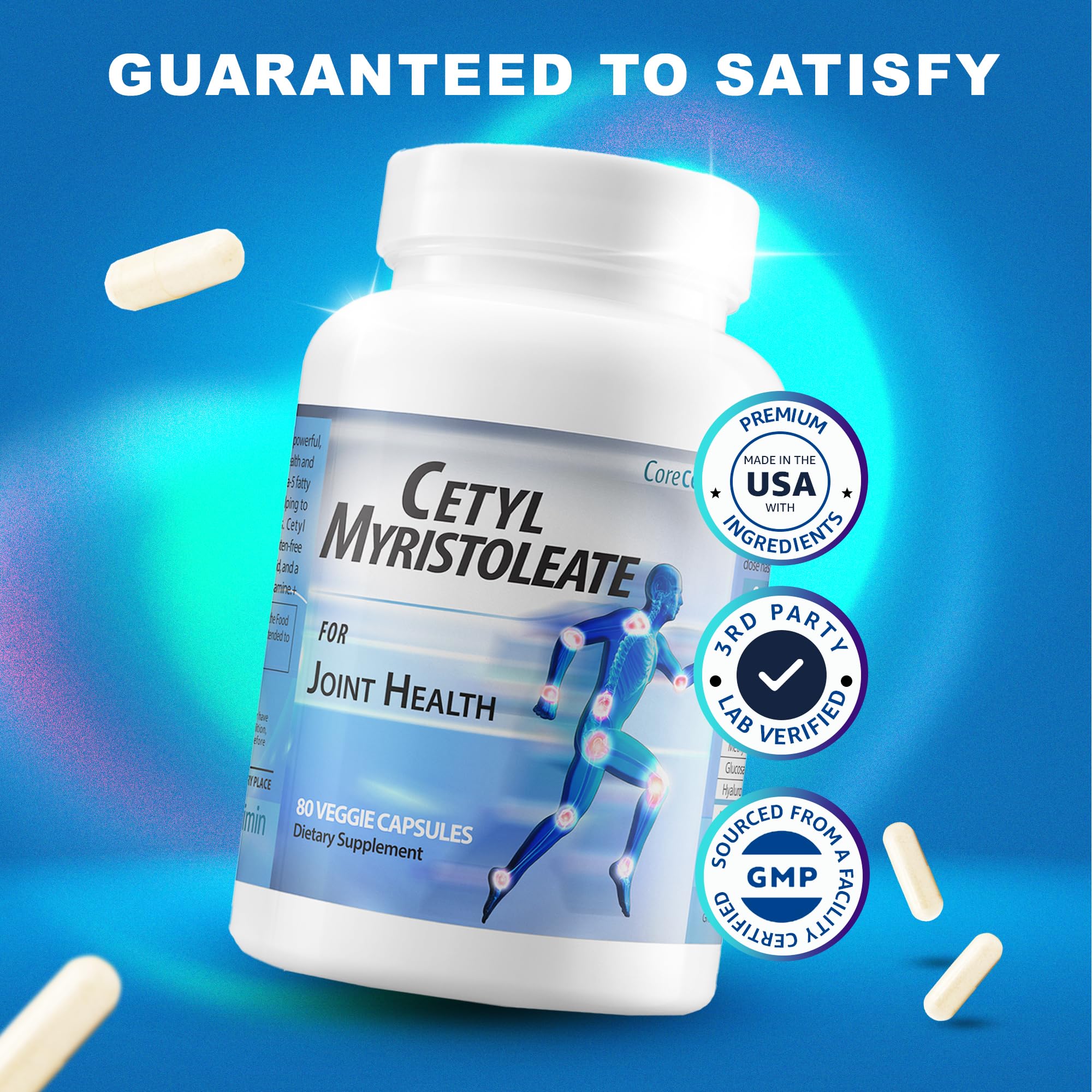 CoreCeutimin Cetyl Myristoleate - Omega 5 Fatty Acid - Ultra Support for Relief from Joint Discomfort and Stiffness - Also Includes Glucosamine, MSM & Hyaluronic Acid - 80 Capsules CoreCeutimin Au supplements