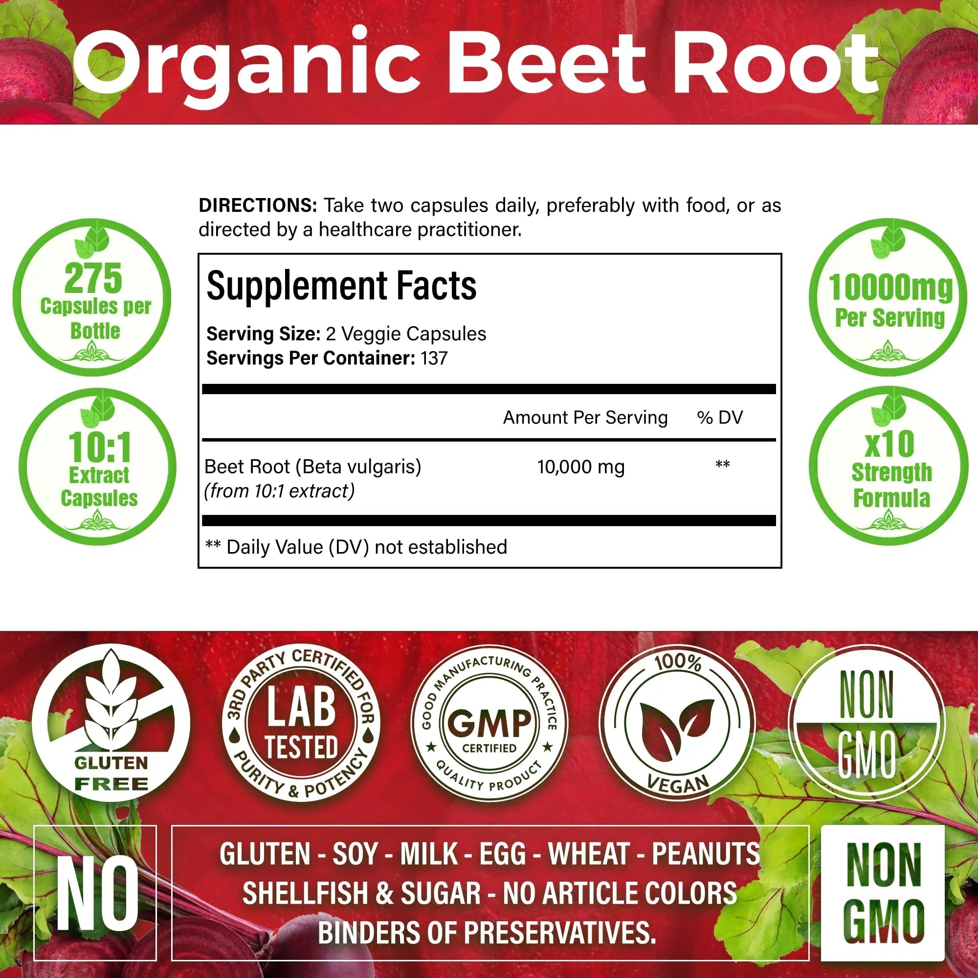 LaVitali 275 Beet Root Extract Capsules, 1000mg per Serving, High Concentrated Herbal LaVitali Au supplements