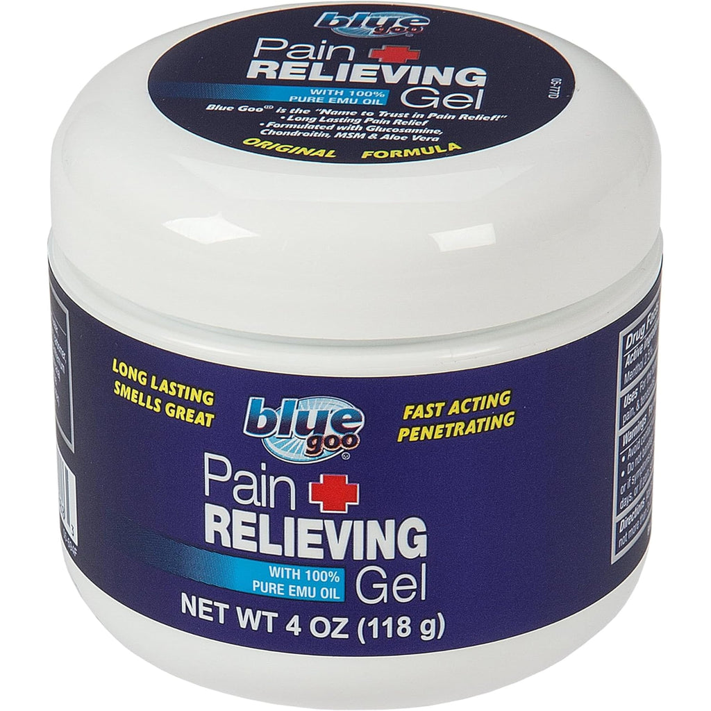 Blue Goo Pain Relieving Gel – Relief for Back, Neck, Muscle and Joint Pain, Fast-Acting Cooling and Soothing Relief with 100% Pure Emu Oil, 4 oz (1 Pack) Blue Goo Au supplements