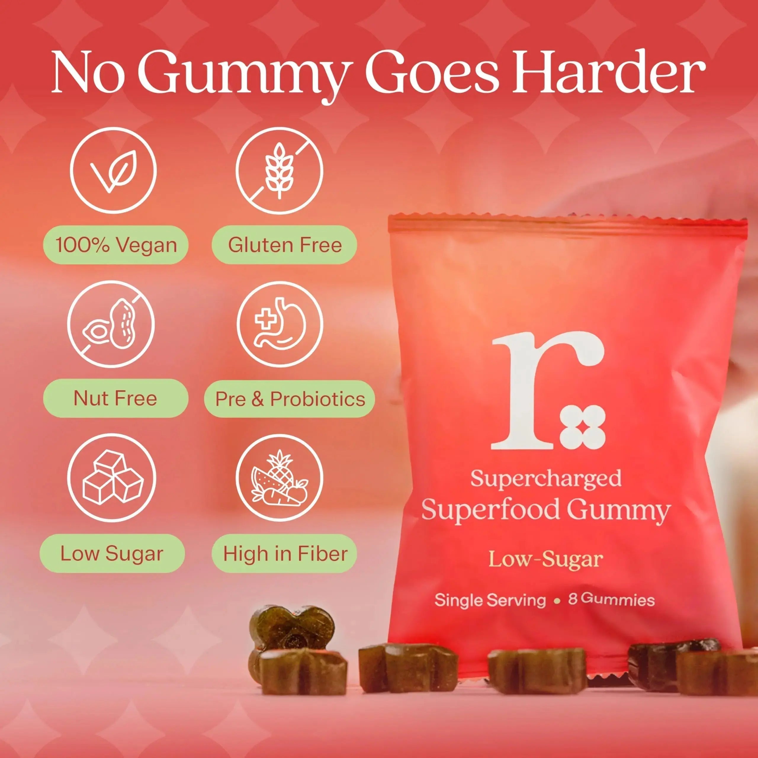 Rizz Low Sugar Green Gummies - 60+ Superfoods 6g Fiber - Prebiotic and Probiotic Gummies - Vegan Multivitamins for Women & Men Rizz Au supplements