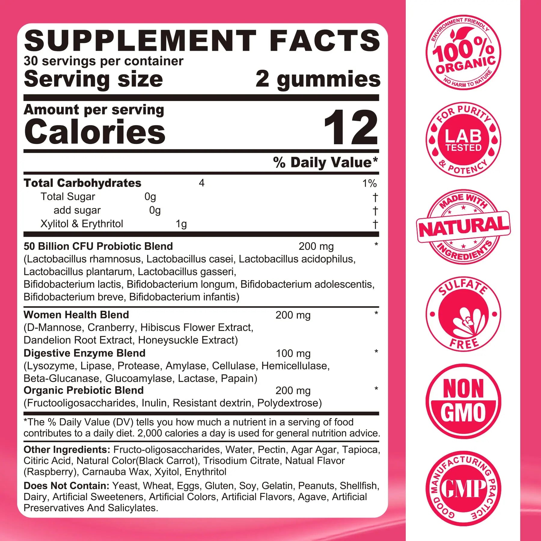 Probiotics for Women Gummies, Sugar Free Vaginal Probiotics 50 Billion CFU 10 Strains w/ Cranberry NEVISS Au supplements