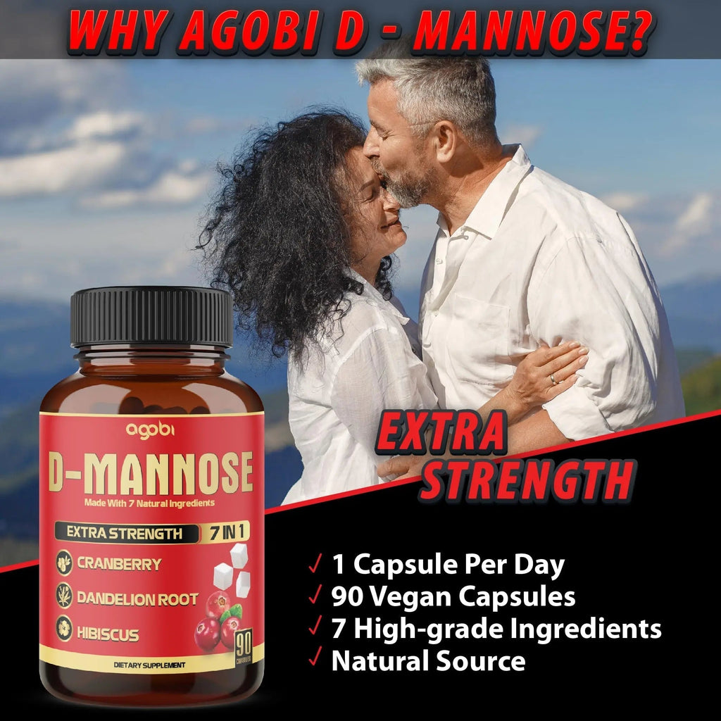 agobi D-Mannose Capsules - 7 Herbs with Cranberry, Dandelion, Hibiscus and More - Support Flush Impurities and Urinary Tract Health - 90 Vegan Capsules 3-Month Supply agobi Au supplements