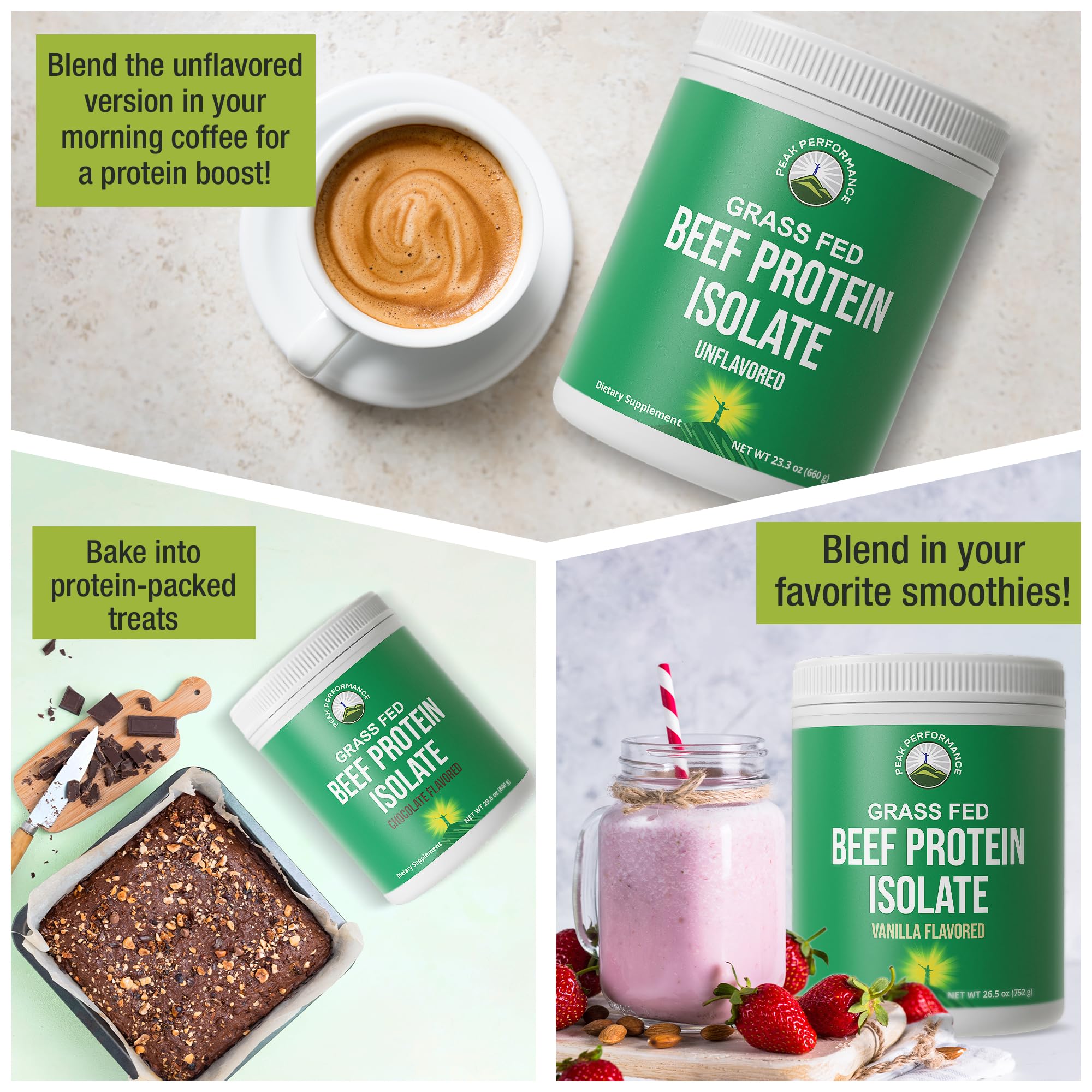 Grass Fed Beef Protein Powder - Lactose Free Great Tasting Beef Protein Isolate. Complete Animal Based Non Dairy Paleo Carnivore Supplement for Prime Muscle Building. No Whey. Chocolate Flavor Peak Performance Au supplements