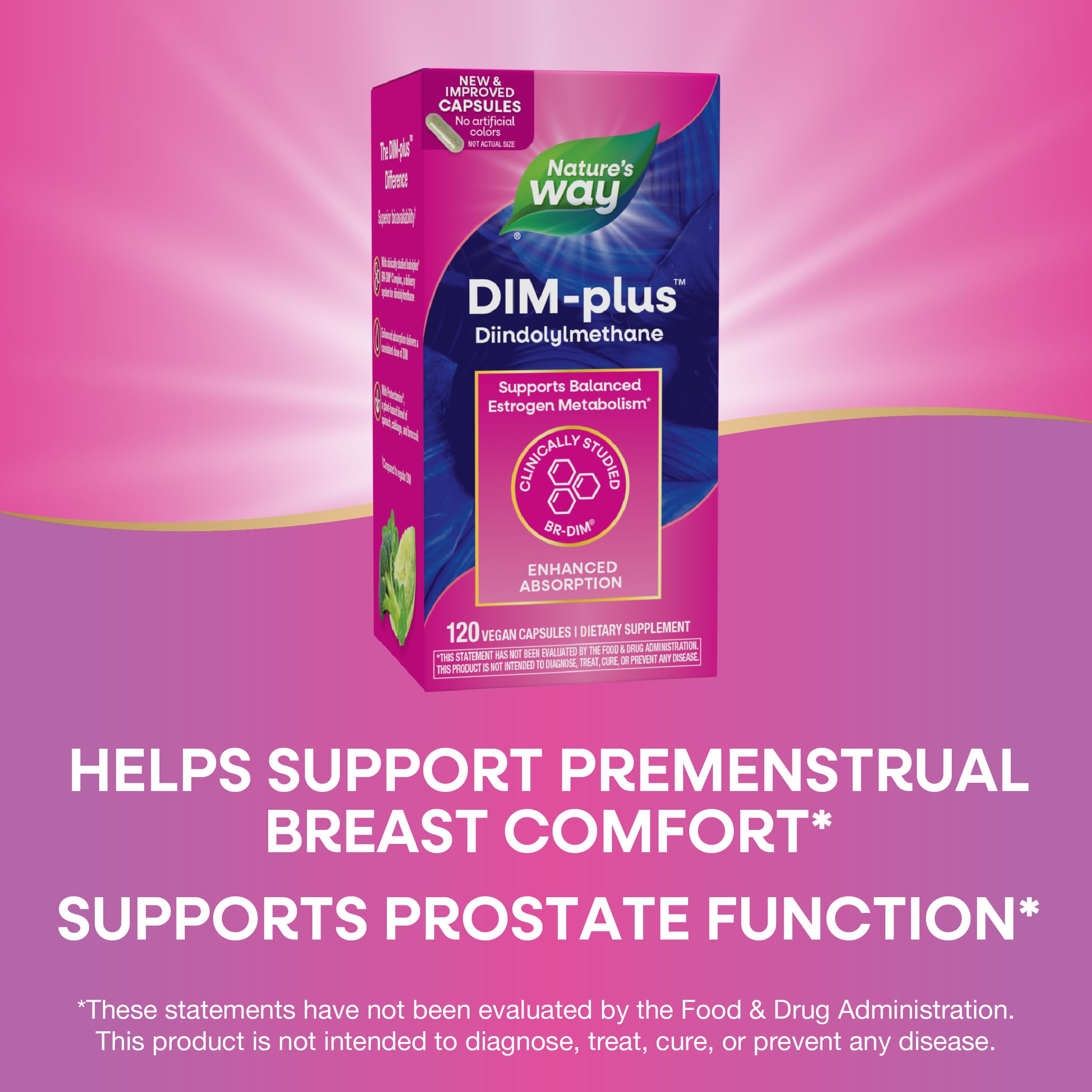 Nature's Way DIM-Plus, DIM Supplement, Supports Balanced Estrogen Metabolism*, Supports Estrogen Hormone Balance*, Diindolylmethane, 120 Vegan Capsules Nature's Way Au supplements