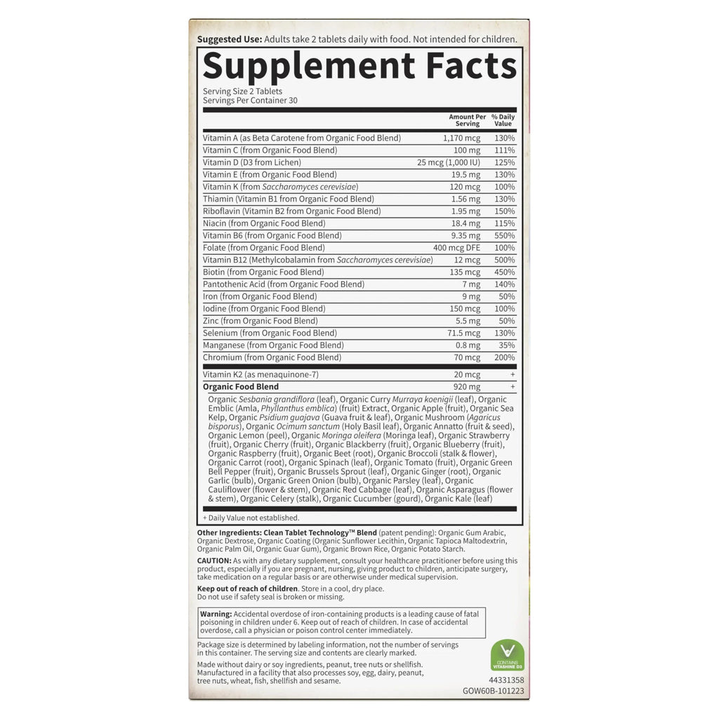 Garden of Life Organics Organic Multivitamin for Women - Womens Multi with Vitamin C, D, Folate, B6, B12, Biotin, Iron Garden of Life Au supplements