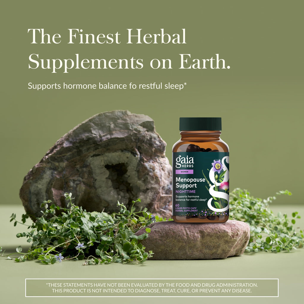 Gaia Herbs Menopause Support Nighttime - Menopause Supplement for Women* - with Black Cohosh, Mimosa, Passionflower & St. John's Wort - 60 Vegan Liquid Phyto-Caps (30 Servings) Gaia Herbs Au supplements