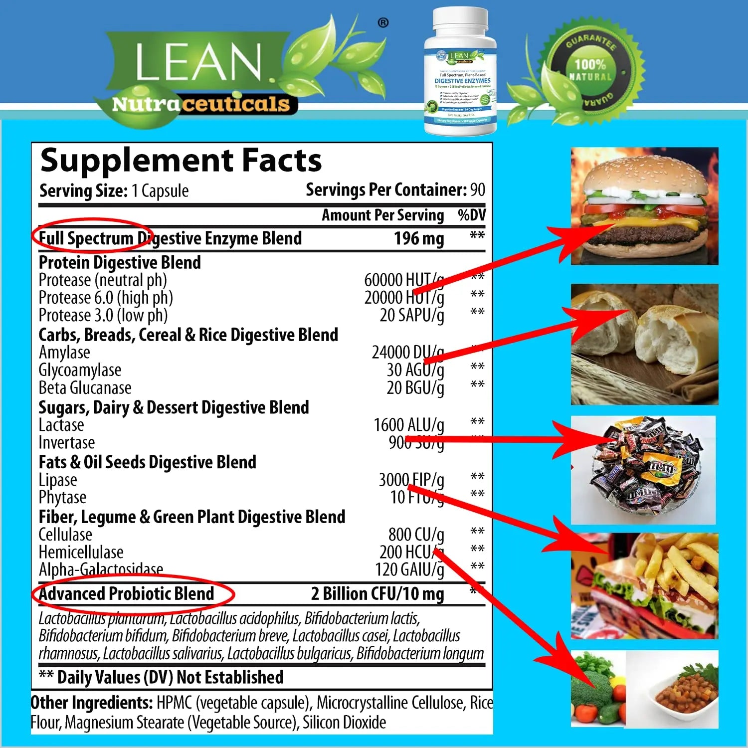 Digestive Enzymes with Probiotics, 90 Day Gut Health Supplement, 90 Cap LEAN Nutraceuticals Au supplements