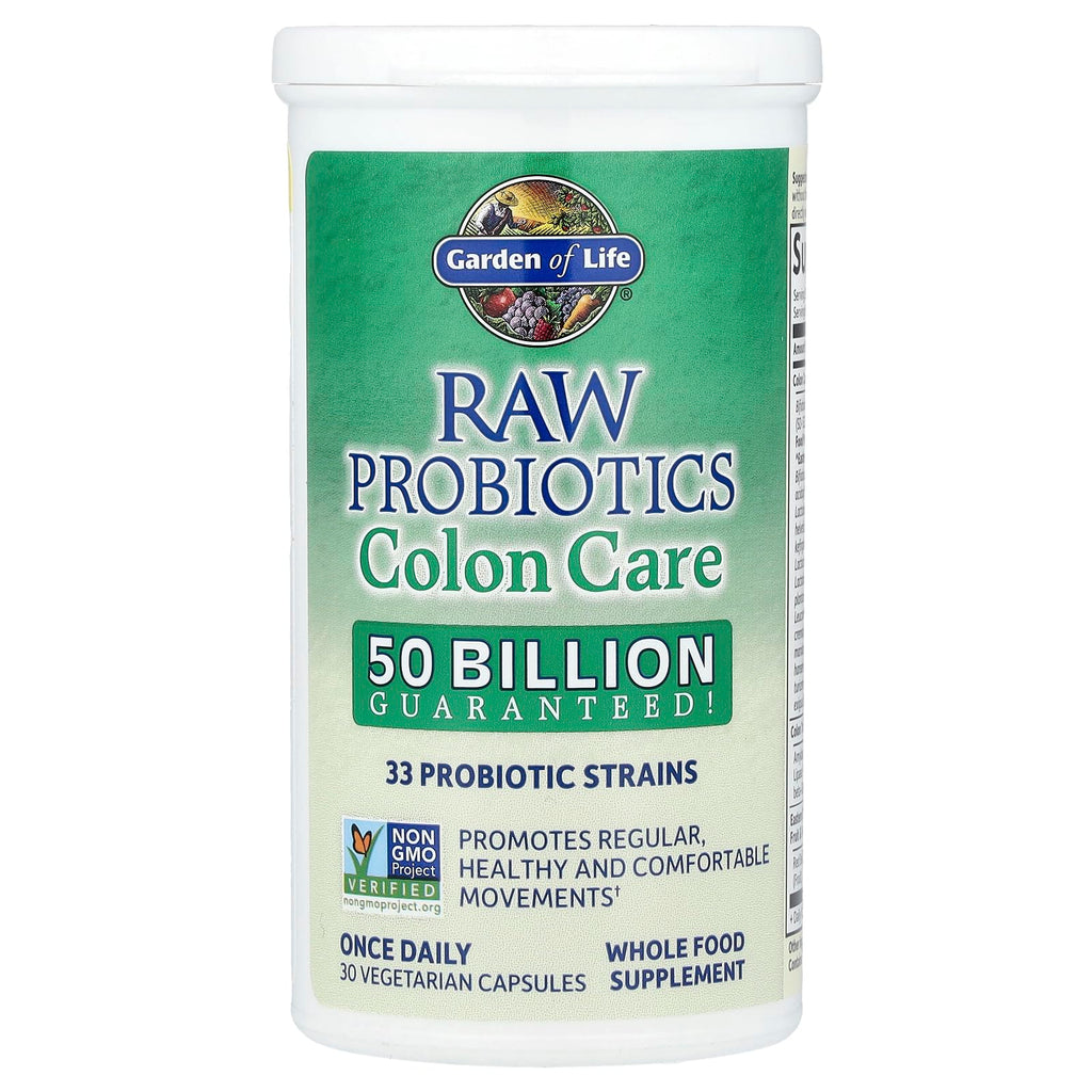 Garden of Life Probiotics for Women and Men - Raw Probiotics Colon Care 50 Billion CFU and Enzymes, Shelf Stable Once Daily Acidophilus Probiotic for Regularity and Immune Health Support, 30 Capsules Garden of Life Au supplements