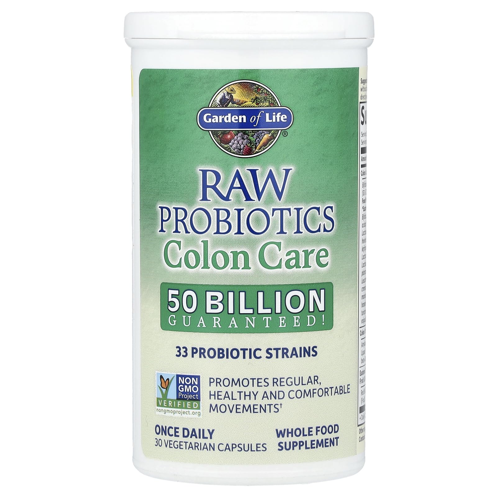 Garden of Life Probiotics for Women and Men - Raw Probiotics Colon Care 50 Billion CFU and Enzymes, Shelf Stable Once Daily Acidophilus Probiotic for Regularity and Immune Health Support, 30 Capsules Garden of Life Au supplements