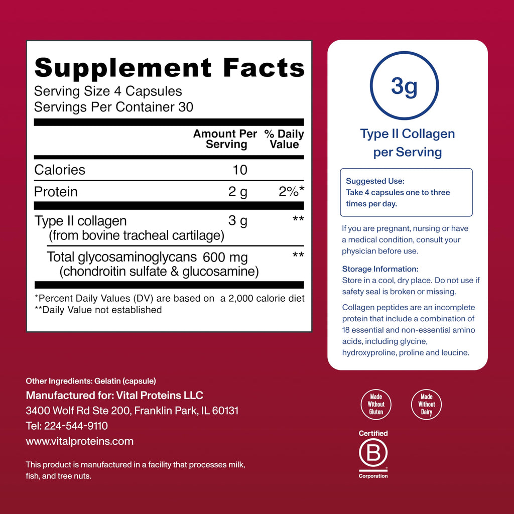 Vital Proteins Cartilage Collagen Pills, Type II Collagen & Chondroitin Sulfate Supplement for Recovery & Healthy Hair, Skin, Nails and Joints