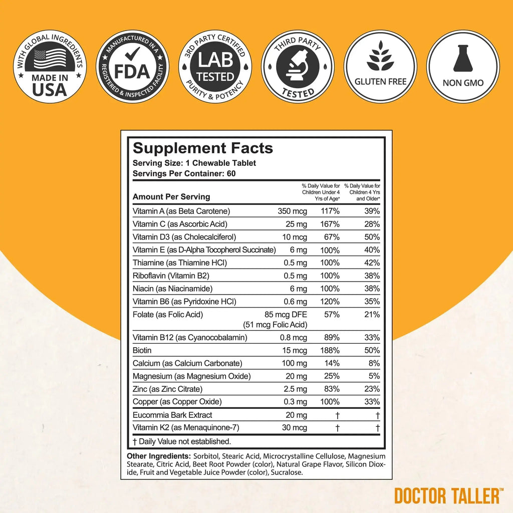 NuBest Doctor Taller Kids - Kids Multivitamins, Toddler Vitamins - Support Healthy, Immunity and Bone Strength for Ages 2 to 9 NuBest Au supplements