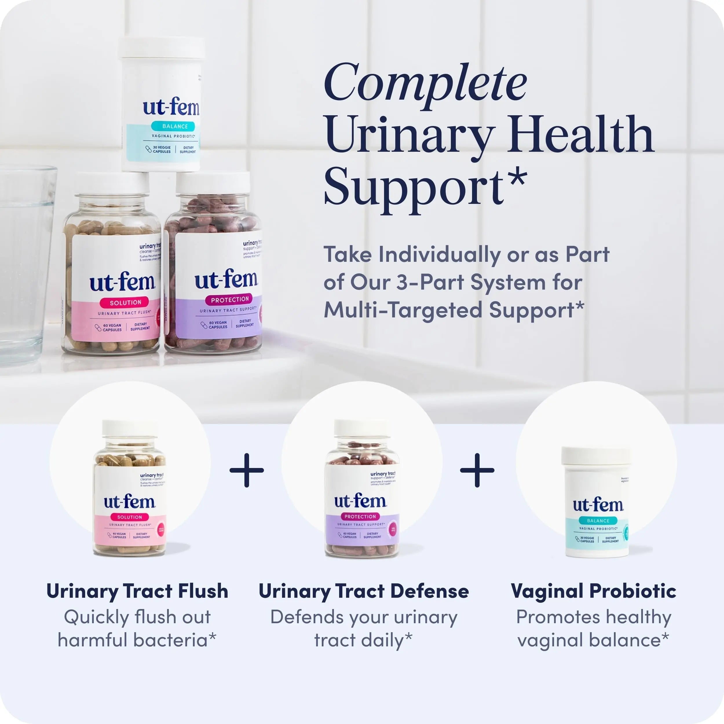 UT-Fem Protection - Urinary Tract Defense for Women, 3-in-1 Daily Defense Formula to Protect Urinary Tract Health, D-Mannose, Cranberry + Hibiscus, Natural Supplement - 60 Vegan Capsules UT-Fem Au supplements