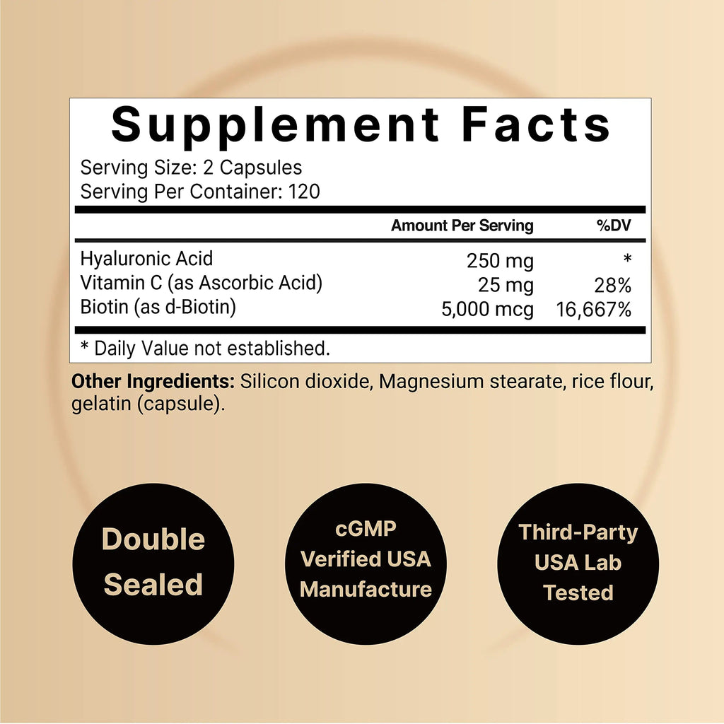 NatureBell 2 Pack Plant Based Hyaluronic Acid Supplements 250mg with 25mg Vitamin C NatureBell Au supplements