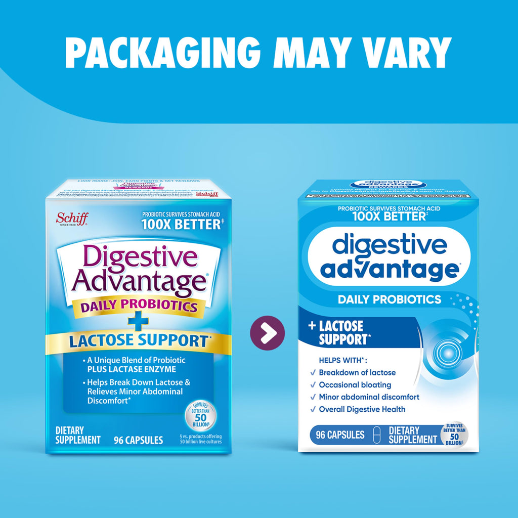 Digestive Advantage Lactose Defense Capsules (96 Count In A Box), Helps Breaks Down Lactose and Defend Against Digestive Upset
