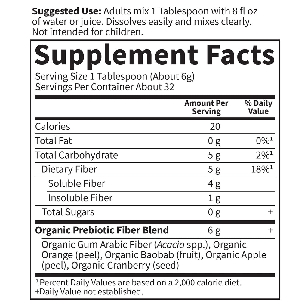 Garden of Life Dr. Formulated Organic Fiber Powder, Unflavored, Prebiotic Superfood Fiber Supplement, Constipation Relief