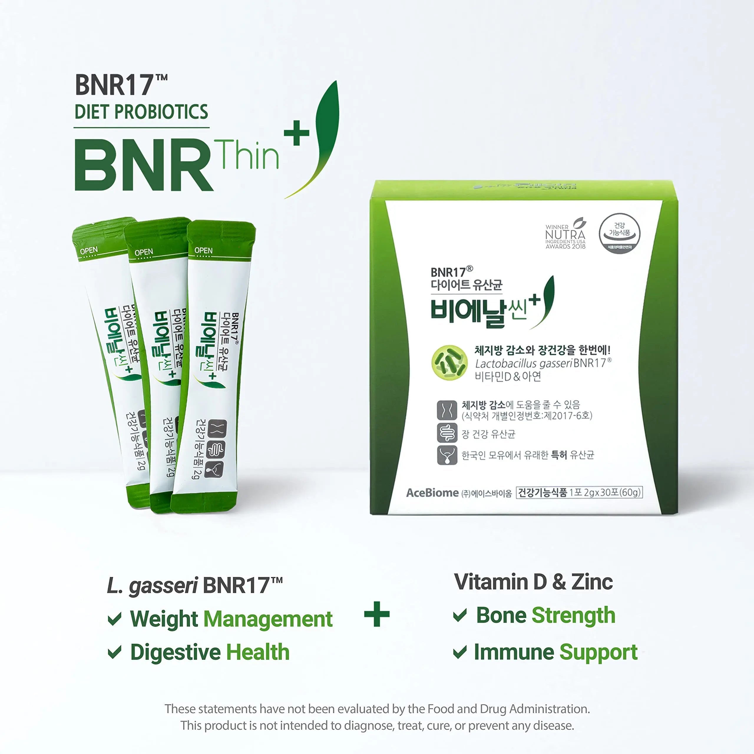 BNRThin Plus, Weight Management Probiotic Powder, 10 Billion CFU Guaranteed, Lactobacil AceBiome Au supplements
