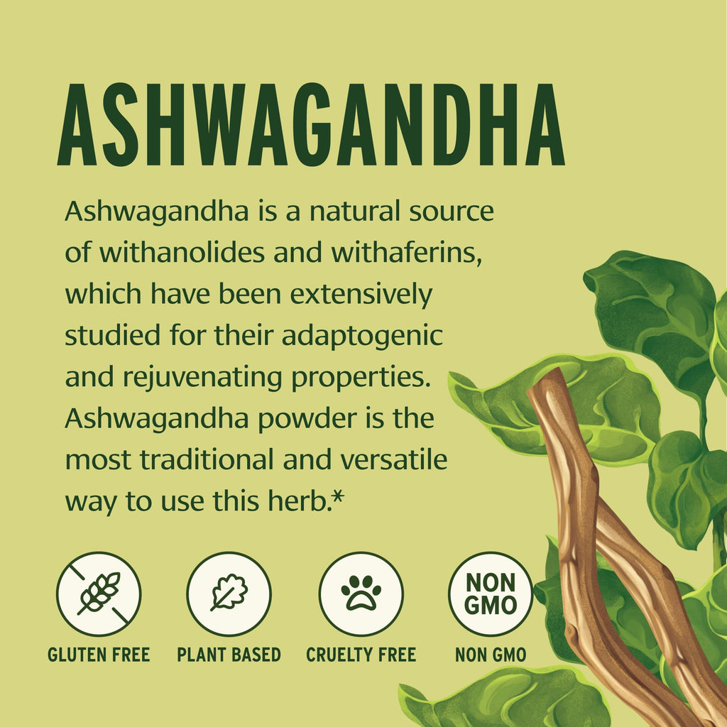Banyan Botanicals Organic Ashwagandha Root Powder–1lb Bulk (504 Servings)Natural Cortisol Manager & Adrenal Support–Stress Relief, Better Sleep & Energy–Adaptogen for Smoothies & Moon Milk–Vegan,FFL* Banyan Botanicals Au supplements