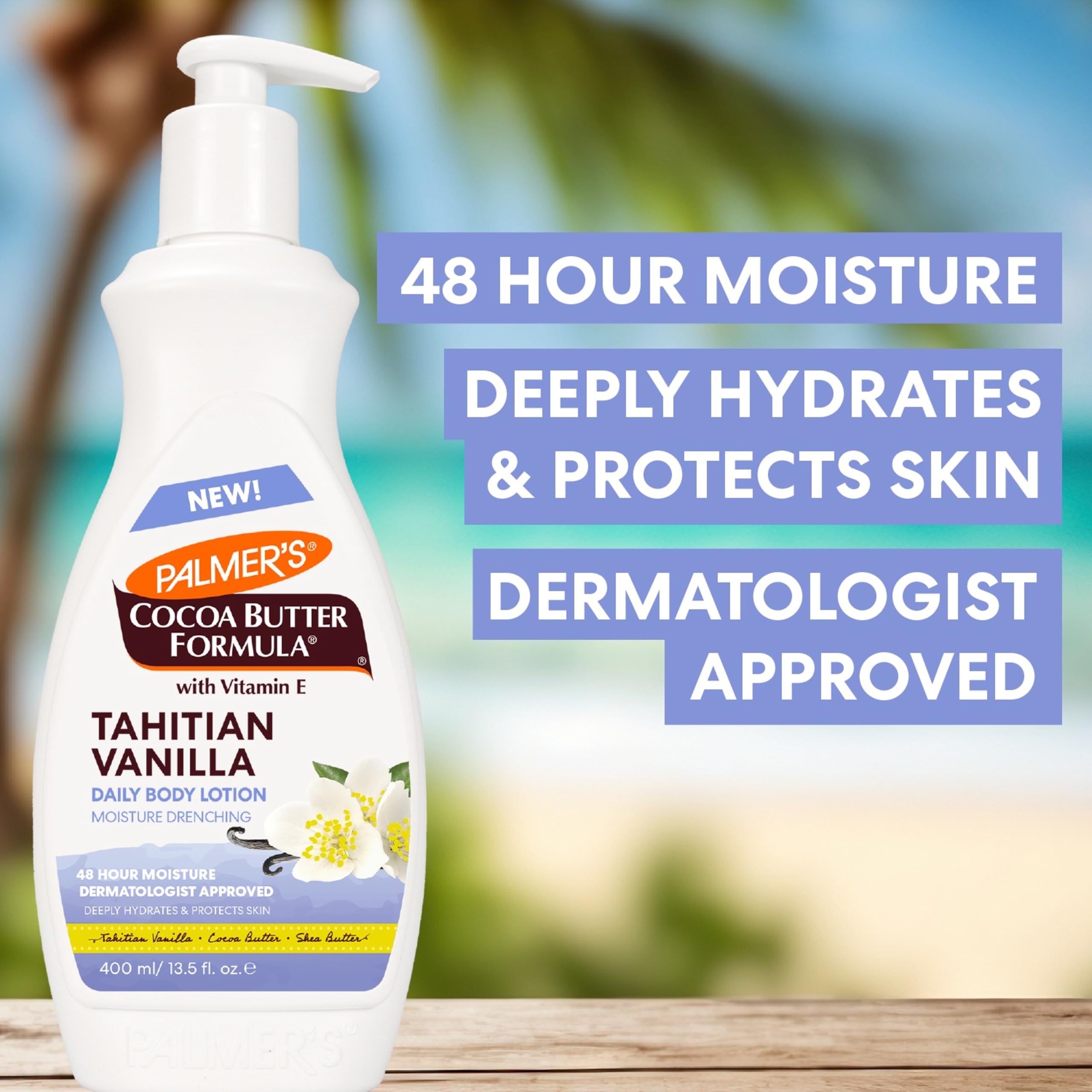 Palmer's Cocoa Butter Formula Tahitian Vanilla Body Lotion, 13.5 Oz, Daily Moisturizing Lotion for Dry Skin with Shea Butter & Vitamin E