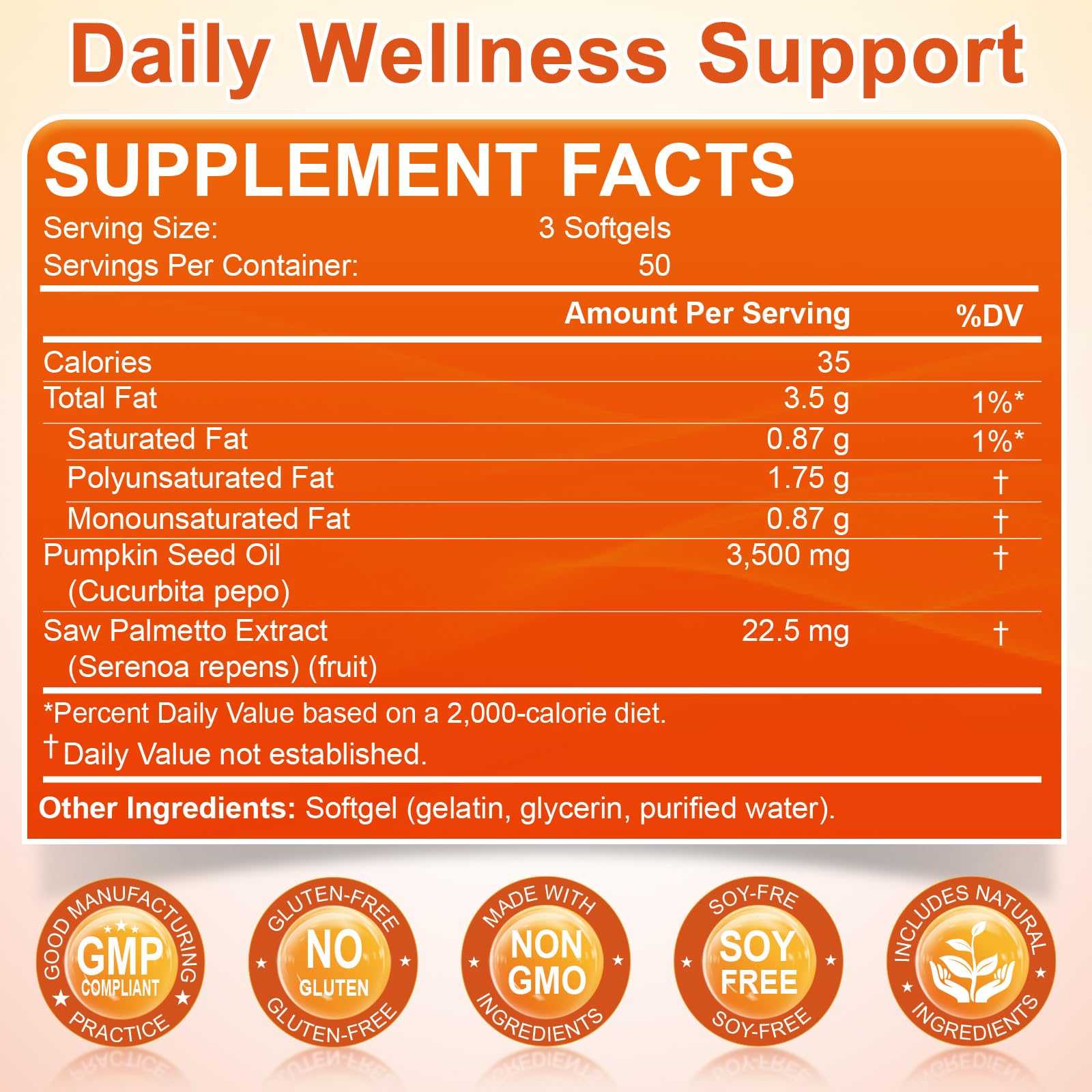 Pumpkin Seed Oil with Saw Palmetto, 3500mg Max Strength per Serving, 150 Softgels, Cold-Pressed with Essential Fatty Acids & Phytosterols, Supports Immune