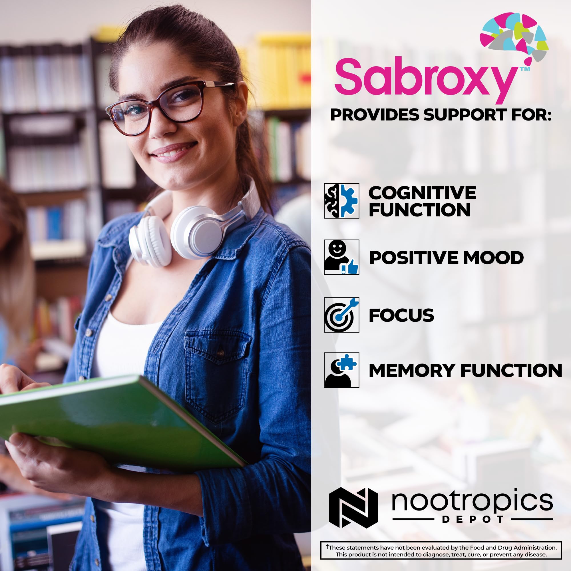 Nootropics Depot Sabroxy® Tablets | 500mg | 30 Count | Minimum 10% Oroxylin-A | Oroxylum indicum | May Help Promote Focus & Motivation | May Help Promote Cognitive Function Nootropics Depot Au supplements