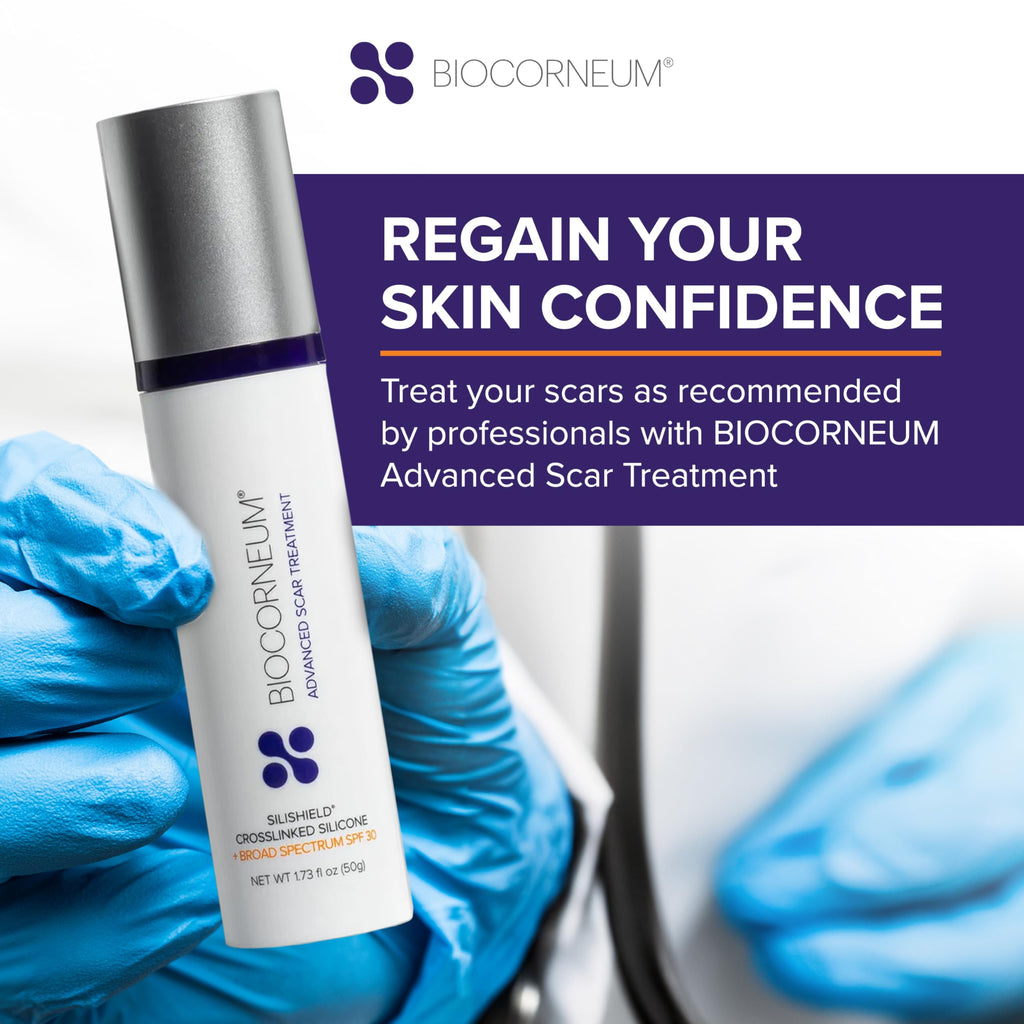 Biocorneum Advanced Scar Treatment with Silishield® & SPF 30 10g – Medical Grade Silicone Gel to Support Healing of Surgical Scars and Marks