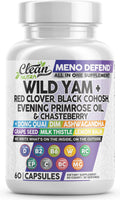 Clean Nutra Wild Yam Root Capsules with Red Clover Black Cohosh Evening Primrose Oil Chasteberry Dong Quai DIM Ashwagandha Grape Seed Extract Milk Thistle Lemon Balm