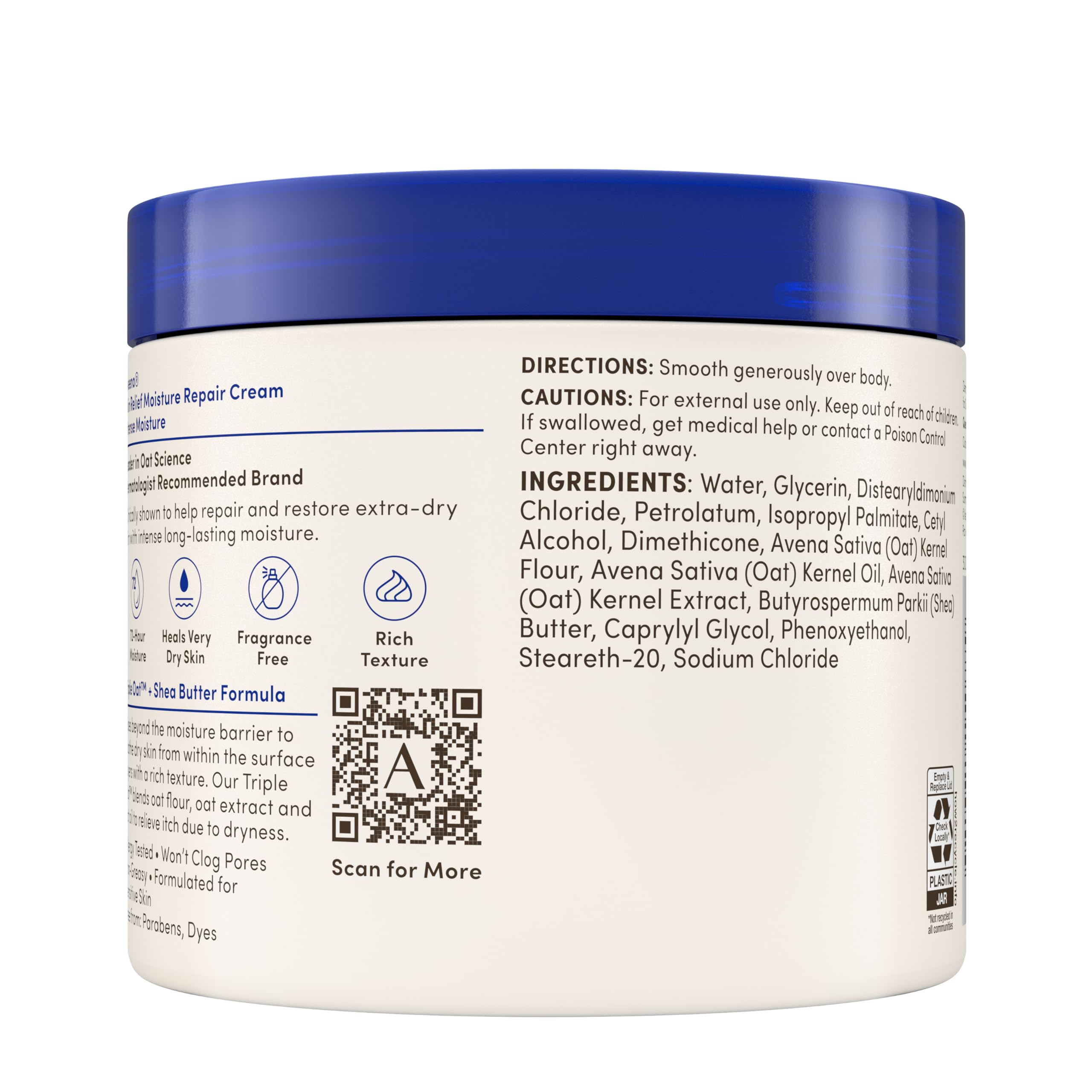 Aveeno Skin Relief Intense Moisture Repair Body Cream with Triple Oat & Shea Butter Formula, Helps Heal, Repair & Restore Very Dry Skin