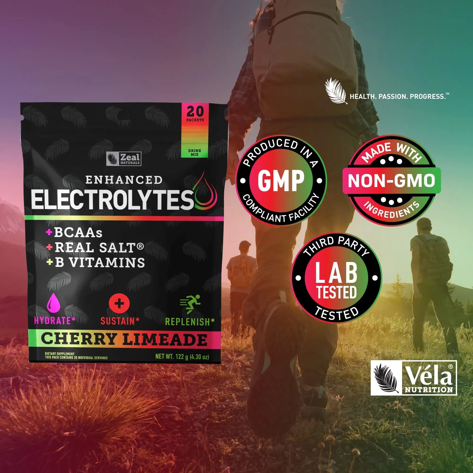 Enhanced Powder Stick Packs (Cherry Limeade- 20 Packets) Sugar Free + BCAA B Zeal Naturals Au supplements